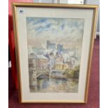 Alice Williams CBE (1950's) Watercolour, Windsor Castle from Eton. Not signed but inscribed on