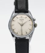 A Vulcain gents wristwatch, 'cricket' with an alarm movement, stainless steel