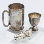 An Edward VII christening mug, Birmingham, circa 1909-1910, an Elizabeth II egg cup, Sheffield,