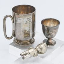 An Edward VII christening mug, Birmingham, circa 1909-1910, an Elizabeth II egg cup, Sheffield,