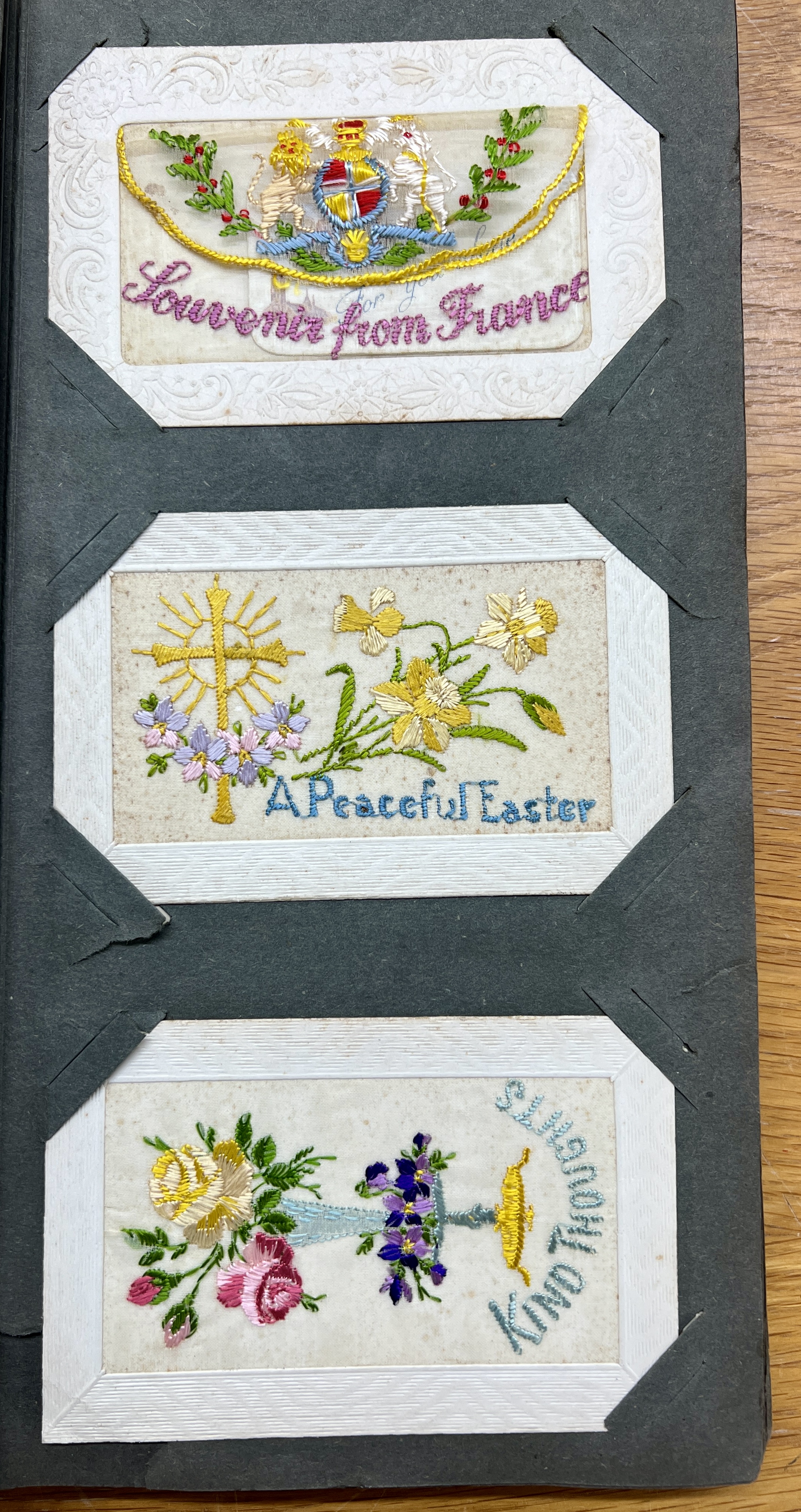 Collection of Edwardian and later postcards including WWI silk Easter cards, two photographic - Image 3 of 4
