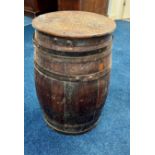 An antique barrel, copper-bound, approx. height 63cm x width 41cm.