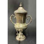 A silver plated hot water urn, height 40cm