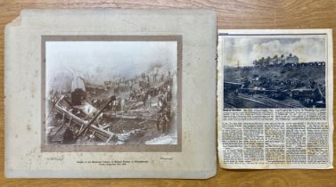 A photograph depicting the 1898 disaster to the Manchester Express Railway with newspaper