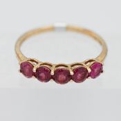 Gemporia, a 9k yellow gold Cruzeiro Rubellite ring, size S, with certificate of authenticity.