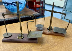 Two antique letter scales and weights one marked Degrave & Co, London.