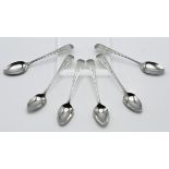 Set of six Georgian bright cut teaspoons (one spoon with date variation letter). Approx 3.15 oz