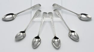 Set of six Georgian bright cut teaspoons (one spoon with date variation letter). Approx 3.15 oz