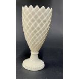 Belleek vase. 20cm. Green back stamp