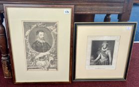 An etching of Sir Walter Raleigh, with certificate of authenticity together with another etching,