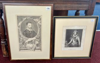 An etching of Sir Walter Raleigh, with certificate of authenticity together with another etching,