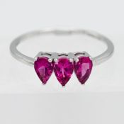 Gemporia, a 9k white gold Rubellite ring, size S, with certificate of authenticity.