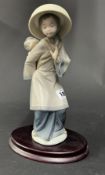 A Lladro figurine of a Chinese lady on plinth. 26cm