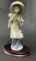 A Lladro figurine of a Chinese lady on plinth. 26cm