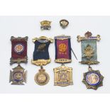 Collection of Plymouth RAOB and other pendants awarded to A.E. Snow circa 1950, mainly silver and