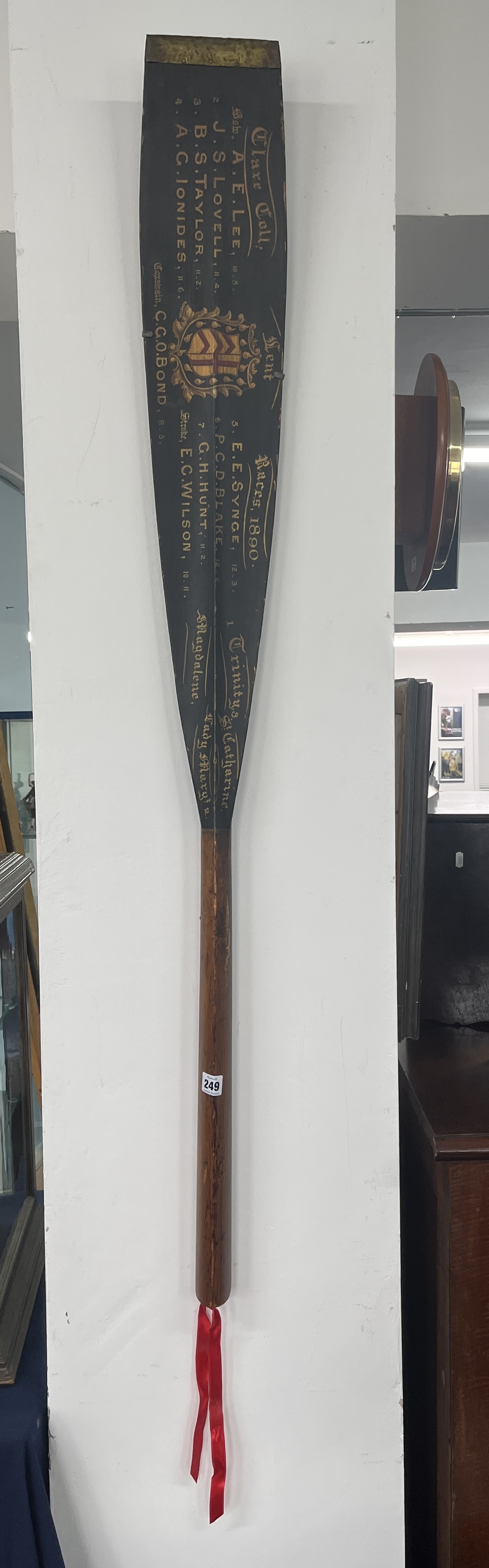 An interesting 19th century oar/ paddle marked for Clare College Lent Races 1890, Trinity St - Image 3 of 4