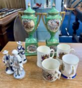A collection of china wares including commemorative wares.