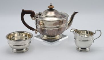 A George V Mappin & Webb three piece silver tea service, approx. 20oz.