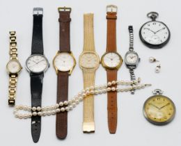 Collection of various watches and pocket watches, including Silver Remontior open faced pocket