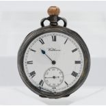 A Waltham Silver open face pocket watch with subsidiary second dial (damaged)