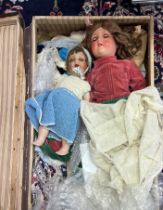 Two dolls including one marked HW Germany 6 1/2 composition and another AM Germany 996 in old