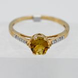 Gemporia, a 9k yellow gold Tourmaline and Diamond ring, size P/Q, with certificate of authenticity.