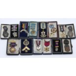 An interesting collection of Masonic and other lodge pendants, historic medals including 1947 RMBI