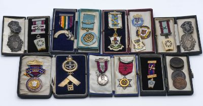 An interesting collection of Masonic and other lodge pendants, historic medals including 1947 RMBI