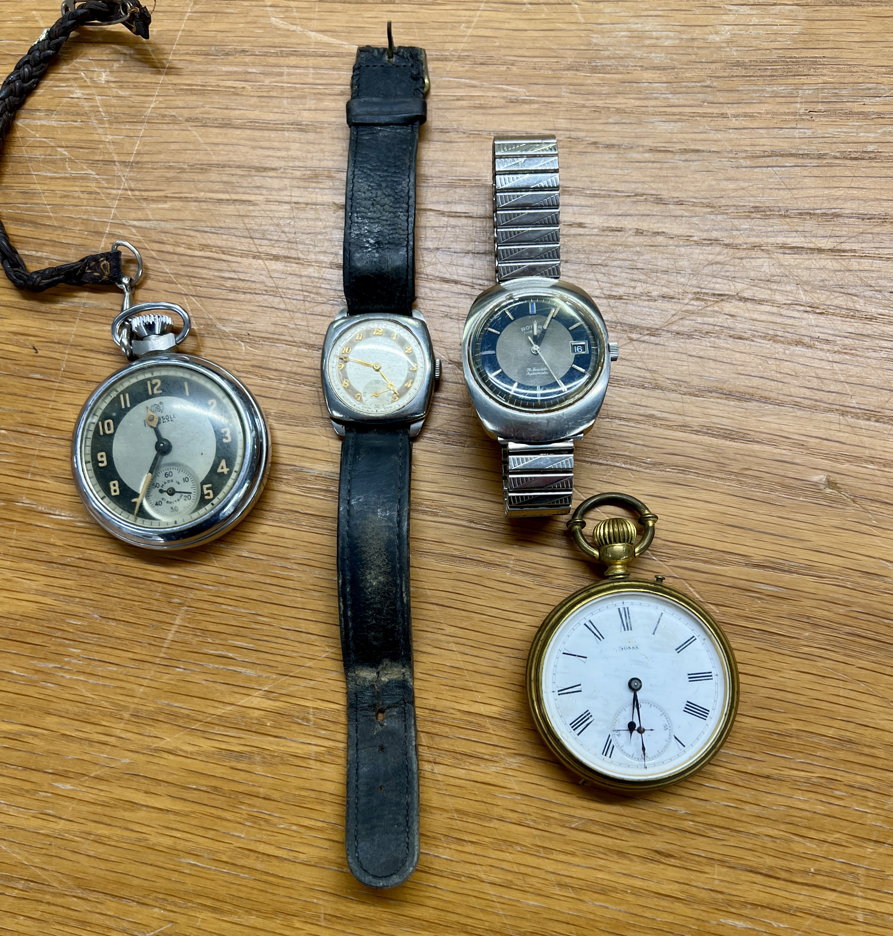 A small collection of watches including a gents Rotary wristwatch.