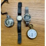 A small collection of watches including a gents Rotary wristwatch.