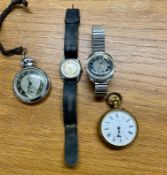 A small collection of watches including a gents Rotary wristwatch.