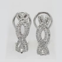 A pair of 18ct white gold diamond hoop earrings.