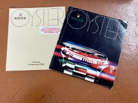 Rolex Oyster booklet and a price list dated 1982.