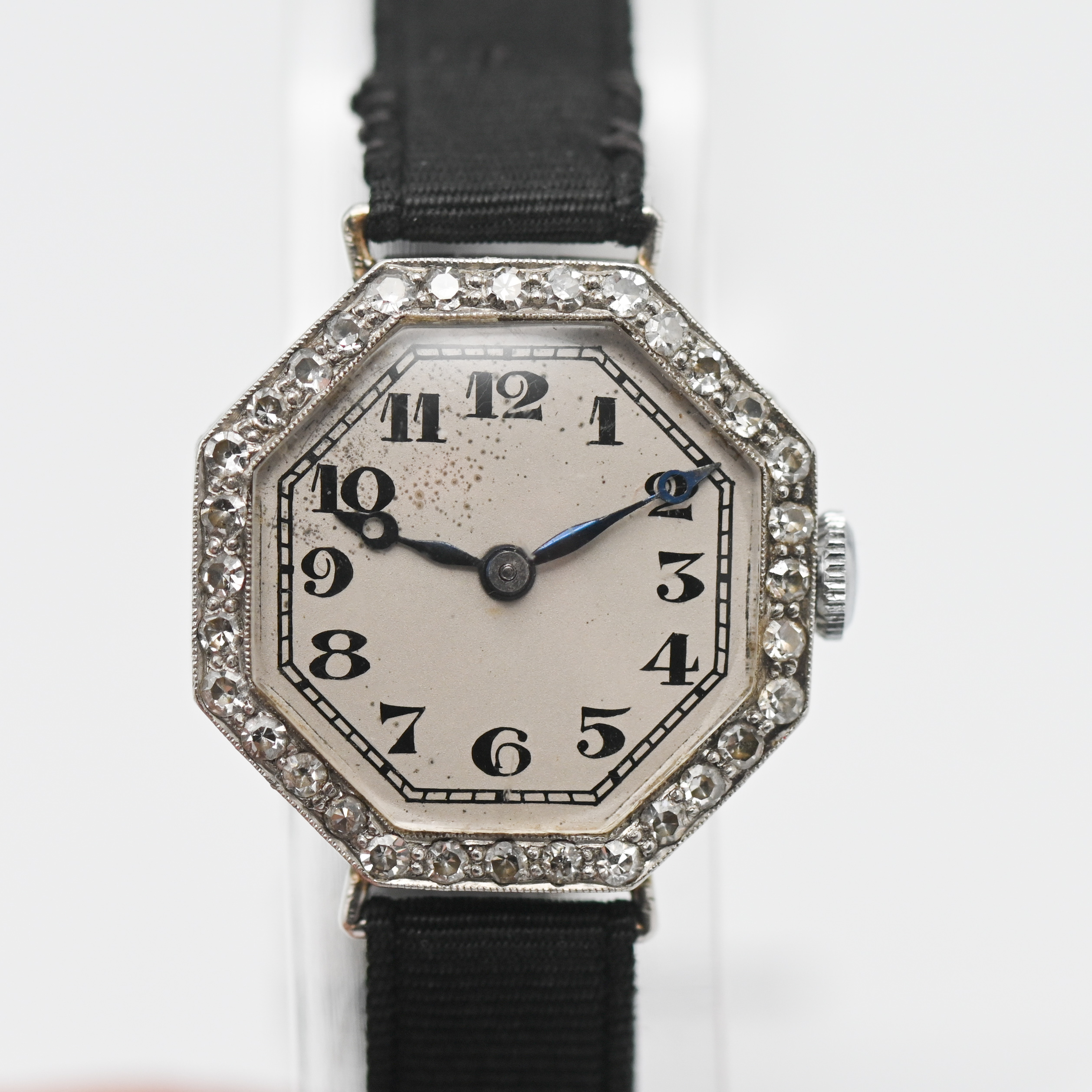 A vintage diamond cocktail watch with arabic numerals of octagonal design
