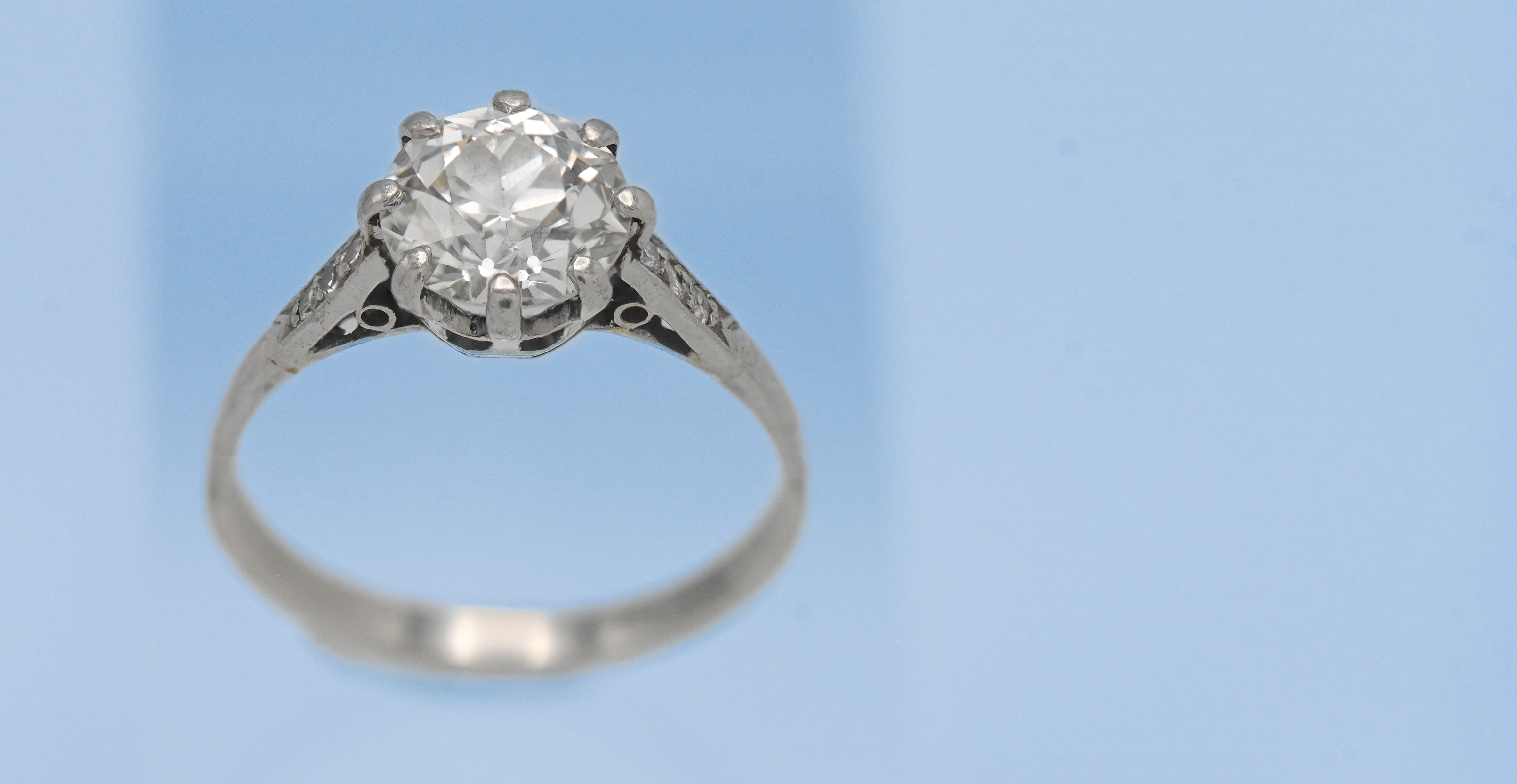 A fine diamond and platinum solitaire ring, set with an old brilliant cut diamond - Image 4 of 5