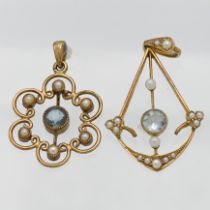 Two Edwardian gem set pendants.