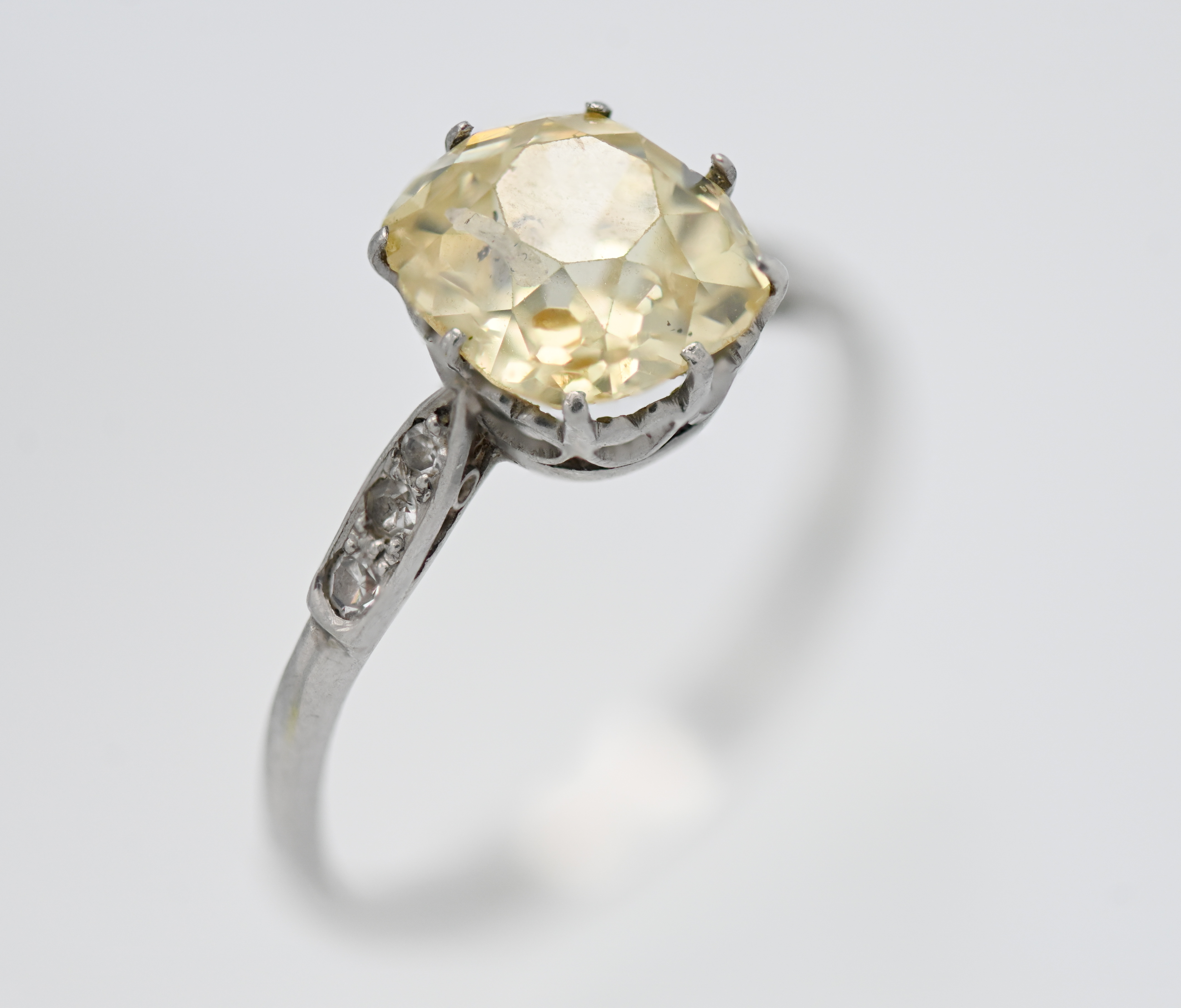A rare 3 carat fancy yellow diamond ring, size P.