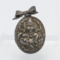 A good Indian silver locket, length 50mm