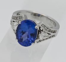 Iliana- an 18k white gold certified white gold tanzanite ring, with IGI certificate, dated 2006,