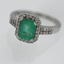 Iliana- a platinum Columbian emerald and diamond ring, approx. 2.15ct, size P, approx. 6.9g, with