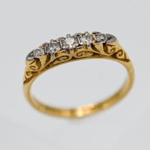An antique 18ct five stone diamond ring, size K