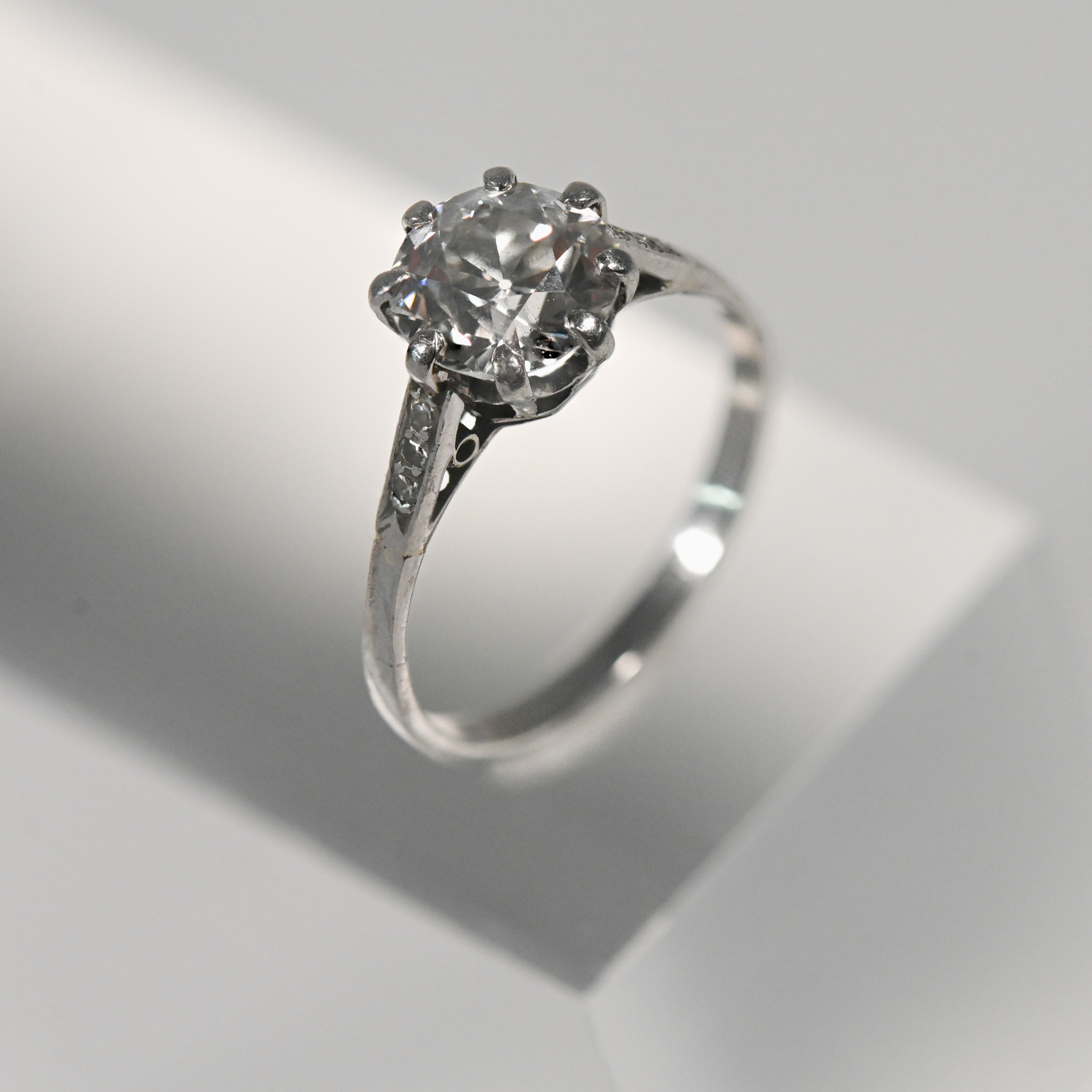 A fine diamond and platinum solitaire ring, set with an old brilliant cut diamond - Image 2 of 5