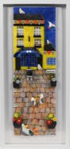 Lou C, an original glass artwork - 'The Dolphin Hotel, Barbican- Plymouth', framed and signed.