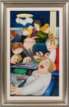 Beryl Cook (1926-2008), an original oil on board titled 'Bingo', signed. 51cm x 30cm, Overall size