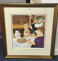 Beryl Cook (1926-2008), Dining in Paris, Lithograph 2001, Signed and mounted and framed, 532/650