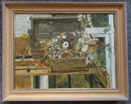 Olwyn Bowey (British born 1936), Royal Academy, oil on board - 'The Artist's Greenhouse; Seed