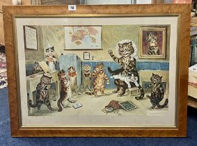 Louis Wain, print The Naughty Puss, created in 1988, framed and glazed, overall size 77cm x 58cm