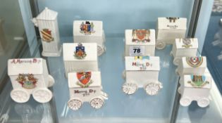 Crested chinaware - a collection of eleven beach huts.