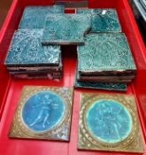 A collection of Minton's tiles, approx 23 including 2 of a different pattern.