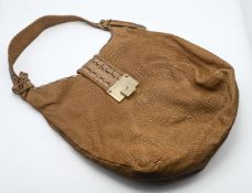 Jimmy Choo snakeskin shoulder bag, with inner label on pink background marked 'Made in Italy',